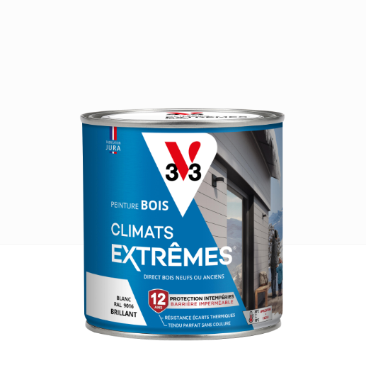 Peinture extérieure bois Climats extrêmes® V33 blanc brillant 0.5l