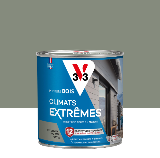 Peinture extérieure bois Climats extrêmes® V33 vert olivier satiné 0.5l