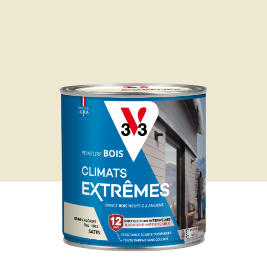 Peinture extérieure bois Climats extrêmes® V33 beige calcaire satiné 0.5l
