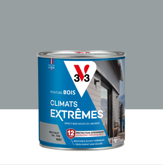 Peinture extérieure bois Climats extrêmes® V33 gris galet mat 0.5l
