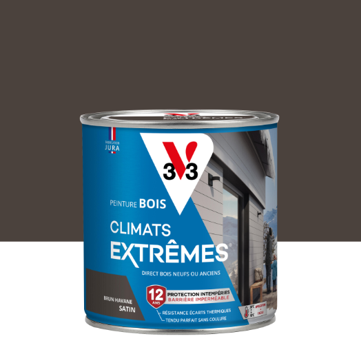 Peinture extérieure bois Climats extrêmes® V33 brun havane satiné 0.5l