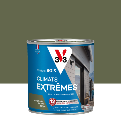 Peinture extérieure bois Climats extrêmes® V33 vert bruyere satiné 0.5l
