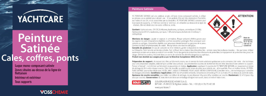 Peinture laque cales, coffres, ponts, Yachtcare blanc satiné 750ml