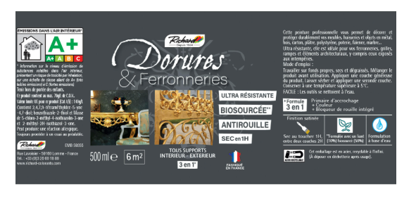 Peinture Dorure, satiné, RICHARD, or pale 0.5 L