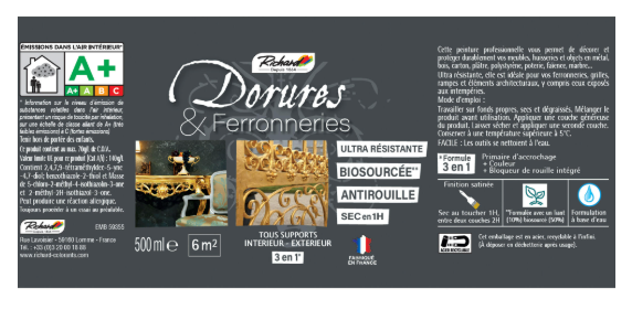 Peinture Dorures Noir Ferronnerie Richard 500ml