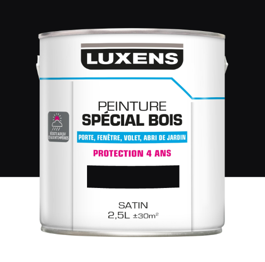 Peinture extérieure bois, Protection 4 ans LUXENS noir satiné 2.5l