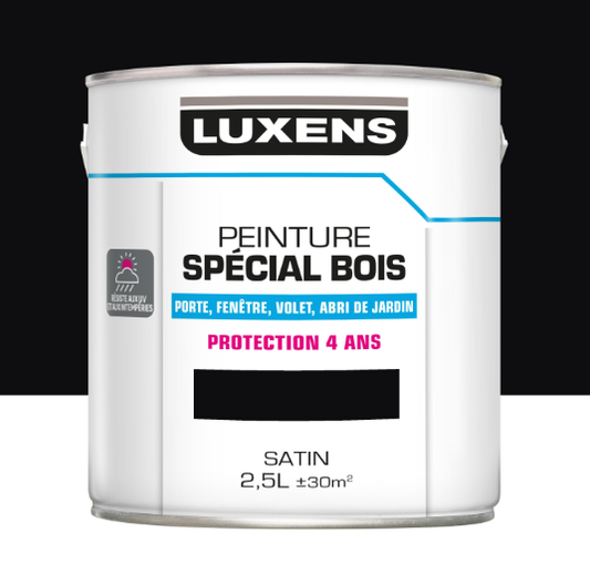 Peinture extérieure bois, Protection 4 ans LUXENS noir satiné 2.5l