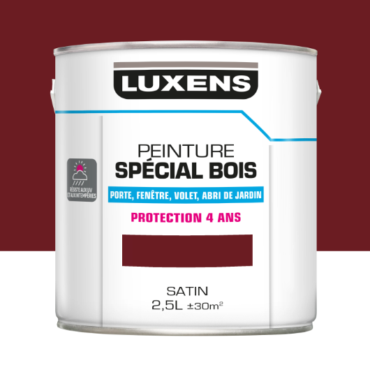 Peinture extérieure bois, Protection 4 ans LUXENS rouge basque satiné 2.5l