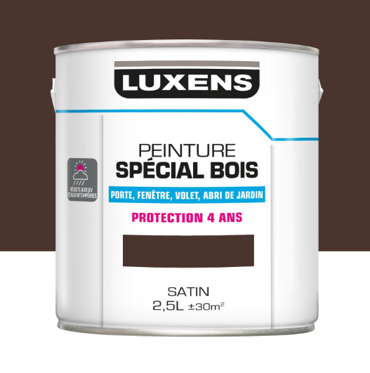 Peinture extérieure bois, Protection 4 ans LUXENS marron satiné 2.5l