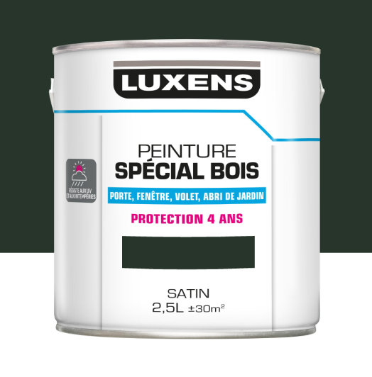 Peinture extérieure bois, Protection 4 ans LUXENS vert sapin satiné 2.5l