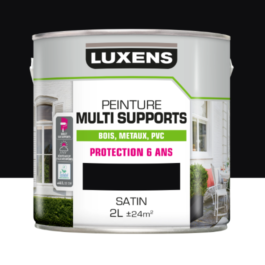 Peinture extérieure bois, acier, inox LUXENS noir satiné 2l