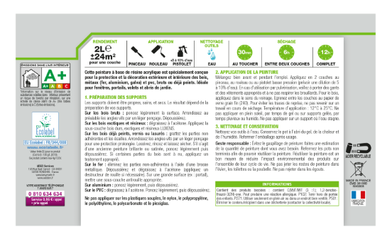 Peinture extérieure bois, acier, inox LUXENS noir satiné 2l