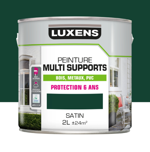 Peinture extérieure bois, acier, inox LUXENS vert mousse satiné 2l