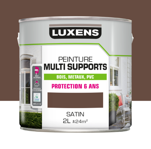 Peinture extérieure bois, acier, inox LUXENS moka 3 satiné 2l