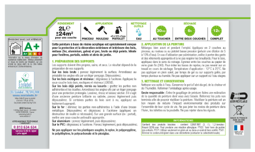 Peinture extérieure bois, acier, inox LUXENS granit 2 satiné 2l