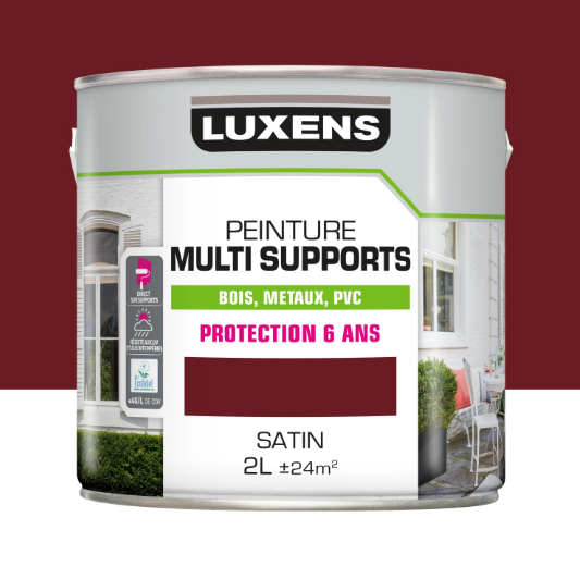 Peinture extérieure bois, acier, inox LUXENS rouge basque satiné 2l