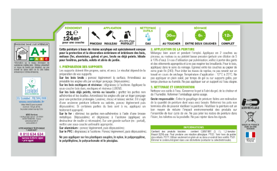Peinture extérieure bois, acier, inox LUXENS rouge basque satiné 2l