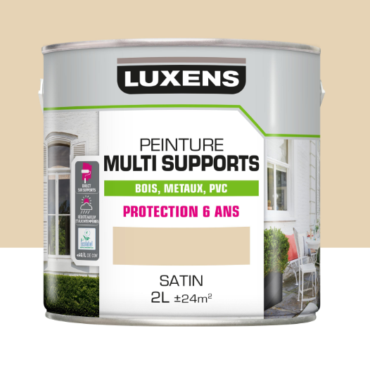Peinture extérieure bois, acier, inox LUXENS ivoire clair satiné 2l