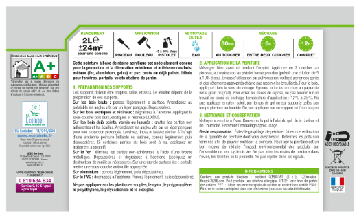 Peinture extérieure bois, acier, inox LUXENS granit 3 satiné 2l