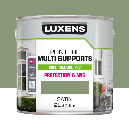 Peinture extérieure bois, acier, inox LUXENS vert provence satiné 2l
