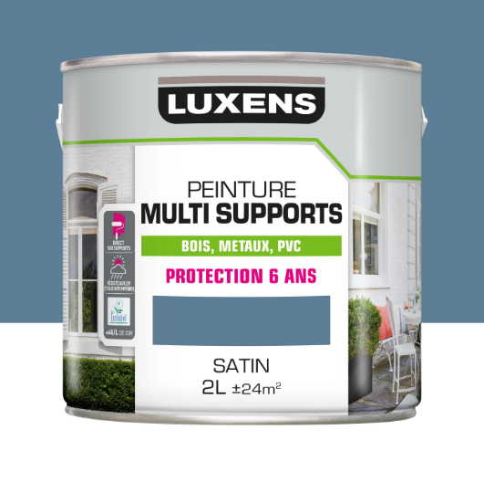 Peinture extérieure bois, acier, inox LUXENS bleu provence satiné 2l