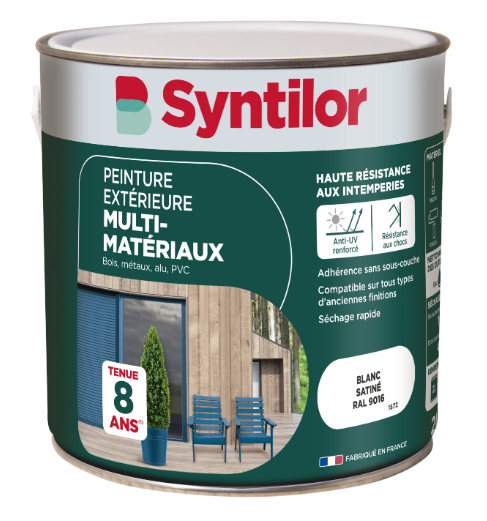 Peinture extérieure bois, fer, plastique SYNTILOR blanc satiné 2l