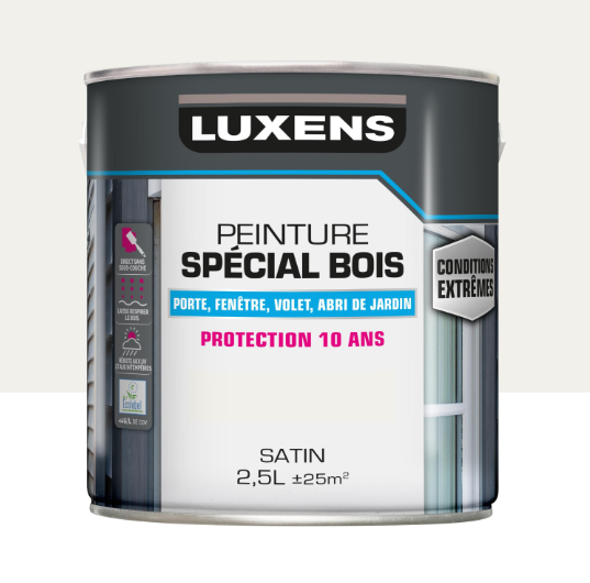 Peinture extérieure bois, mdf, osb Conditions extrêmes LUXENS blanc satiné 2.5l