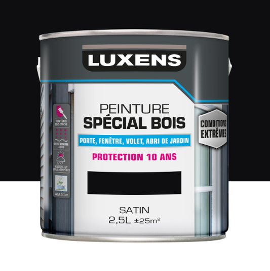 Peinture extérieure bois, mdf, osb Conditions extrêmes LUXENS noir satiné 2.5l