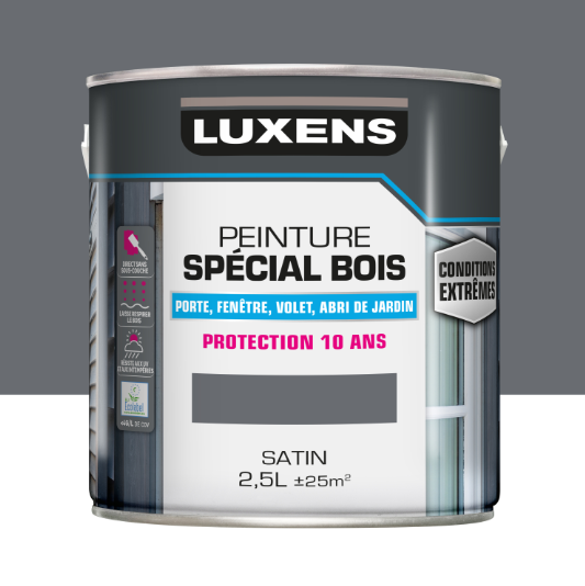 Peinture extérieure bois, mdf, osb Conditions extrêmes LUXENS granit 2 satiné 2
