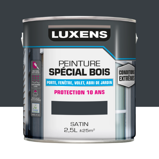 Peinture extérieure bois, mdf, osb Conditions extrêmes LUXENS anthracite satiné