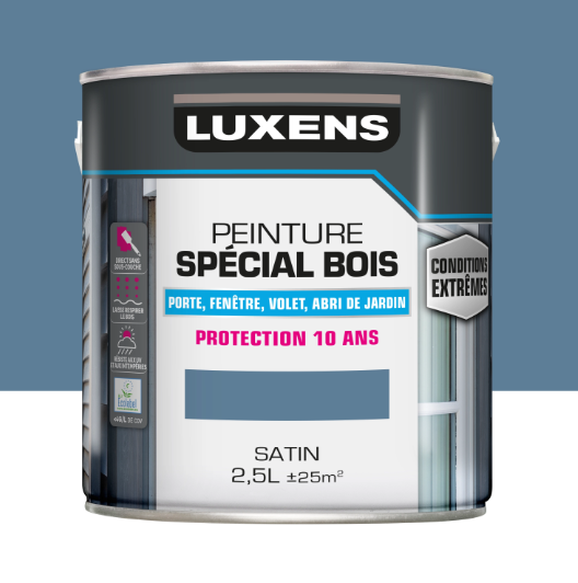 Peinture extérieure bois, mdf, osb Conditions extrêmes LUXENS bleu provence satin 2.5l