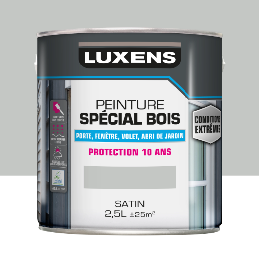 Peinture extérieure bois, mdf, osb Conditions extrêmes LUXENS gris clair satiné