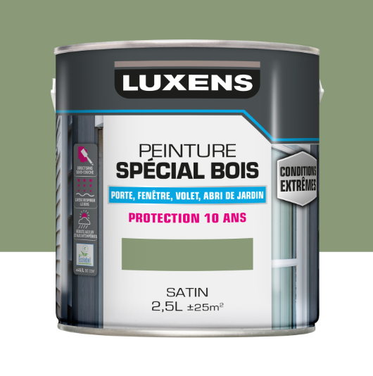 Peinture extérieure bois, mdf, osb Conditions extrêmes LUXENS vert provence sati