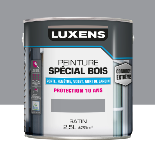 Peinture extérieure bois, mdf, osb Conditions extrêmes LUXENS granit 3 satiné 2