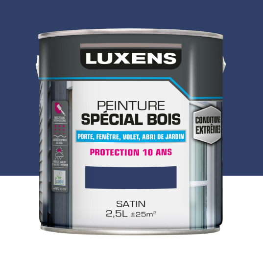 Peinture extérieure bois, mdf, osb Conditions extrêmes LUXENS saphir 1 satiné 2