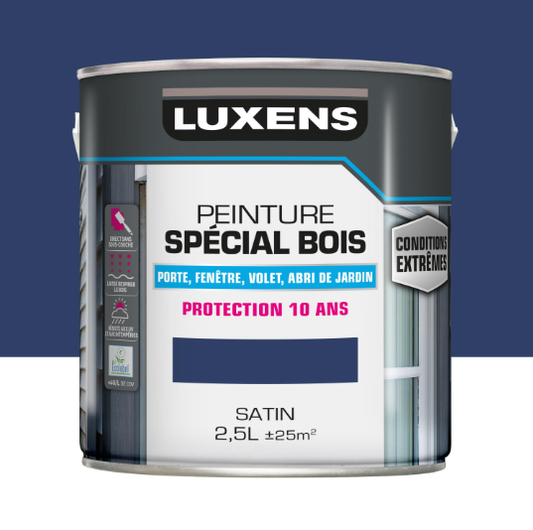 Peinture extérieure bois, mdf, osb Conditions extrêmes LUXENS saphir 1 satiné 2