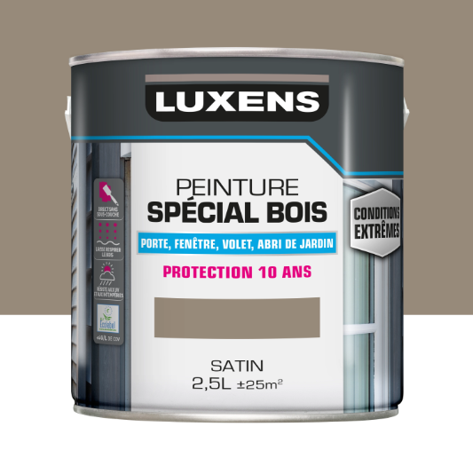 Peinture extérieure bois, mdf, osb Conditions extrêmes LUXENS trench 3 satiné 2