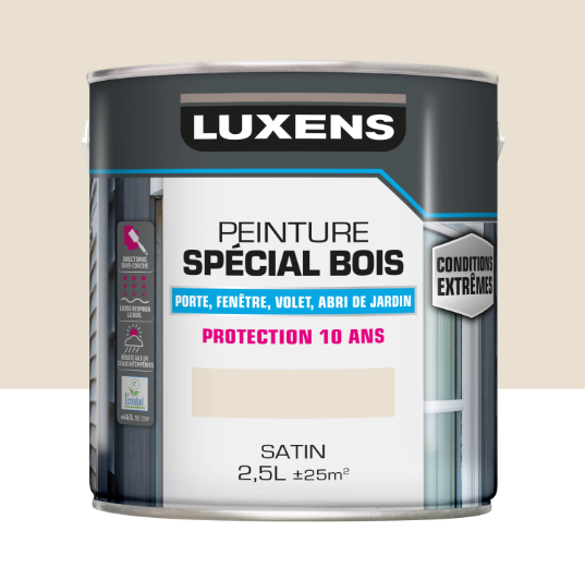 Peinture extérieure bois, mdf, osb Conditions extrêmes LUXENS blanc crème satiné