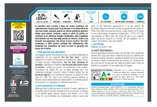 Peinture extérieure bois, mdf, osb Conditions extrêmes LUXENS blanc crème satiné