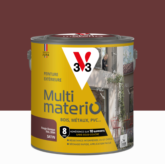 Peinture extérieure bois, fer, plastique V33 rouge basque satiné 2l