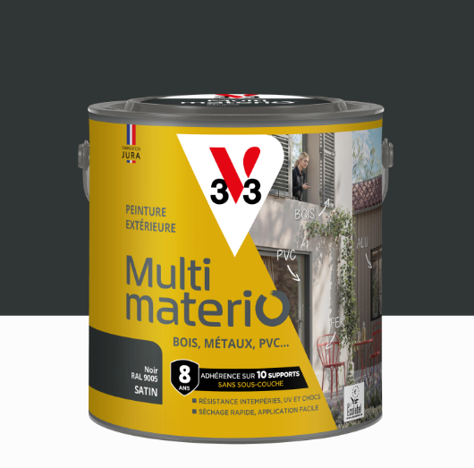 Peinture extérieure bois, fer, plastique V33 noir satiné 2l