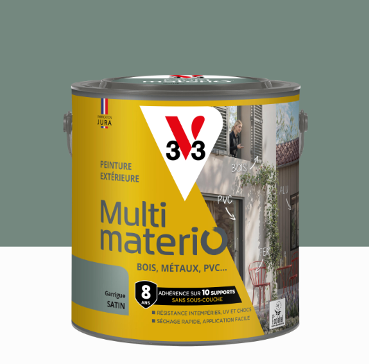 Peinture extérieure bois, fer, plastique V33 garrigue satiné 2l