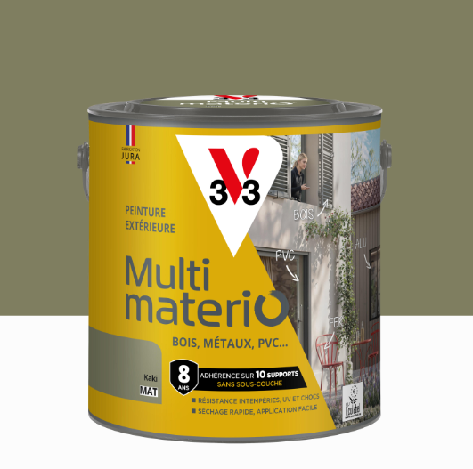 Peinture extérieure bois, fer, plastique V33 kaki mat 2l