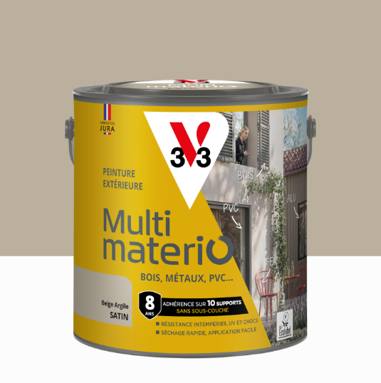 Peinture extérieure bois, fer, plastique V33 beige argile satiné 2l