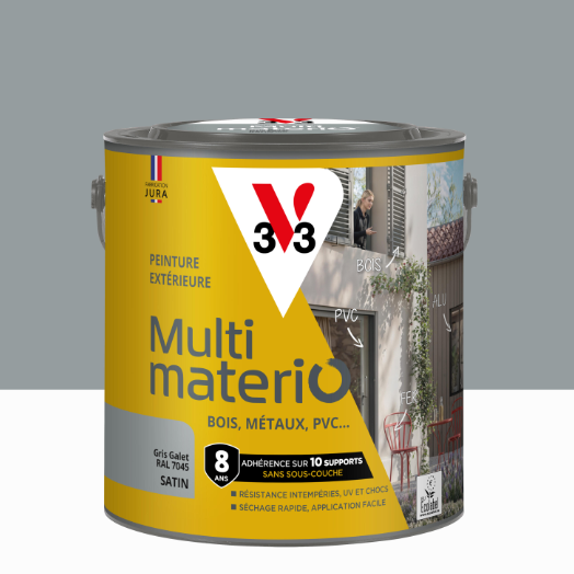 Peinture extérieure bois, fer, plastique V33 gris galet satiné 2l