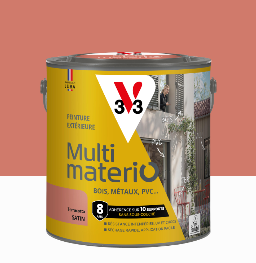 Peinture extérieure bois, fer, plastique V33 terracotta satiné 2l