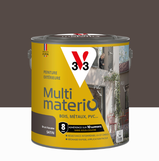 Peinture extérieure bois, fer, plastique V33 brun havane satiné 2l