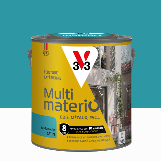 Peinture extérieure bois, fer, plastique V33 bleu turquoise satiné 2l