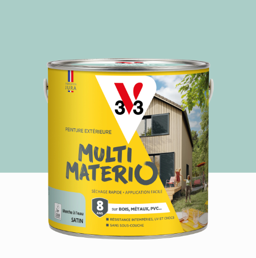 Peinture extérieure bois, fer, plastique V33 menthe à l'eau satiné 2l