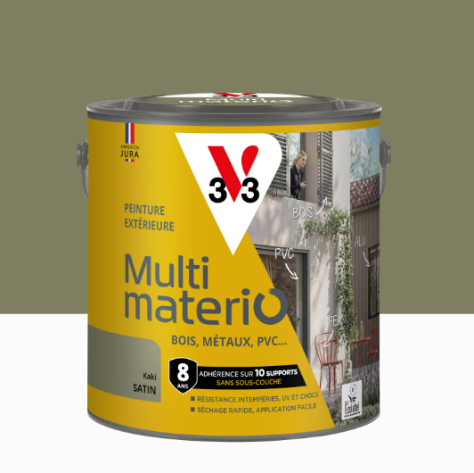 Peinture extérieure bois, fer, plastique V33 kaki satiné 2l